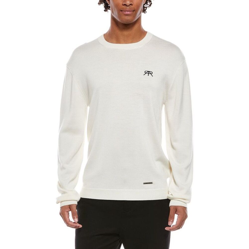 Rta Mens  Wool & Silk-Blend Crewneck Sweater, White